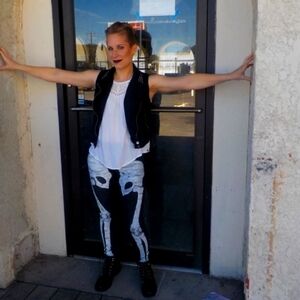 Hand painted black skeleton jeans